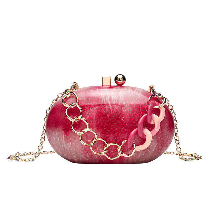 Cross border new acrylic dinner bag with fashionable temperament, hand-held bag, banquet party evening dress bag, chain link women's bag