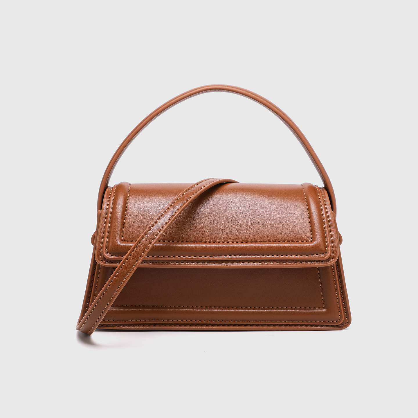 ZA women's bag new fashionable black brown mini casual crossbody bag trapezoidal hand-held armpit bag single shoulder crossbody bag