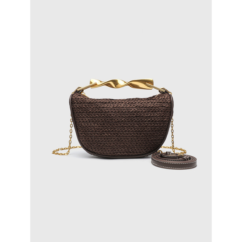 Z Home Cross border Women's Bag 2025 New Handheld Woven Bag Women's Retro Semi finished Material Versatile