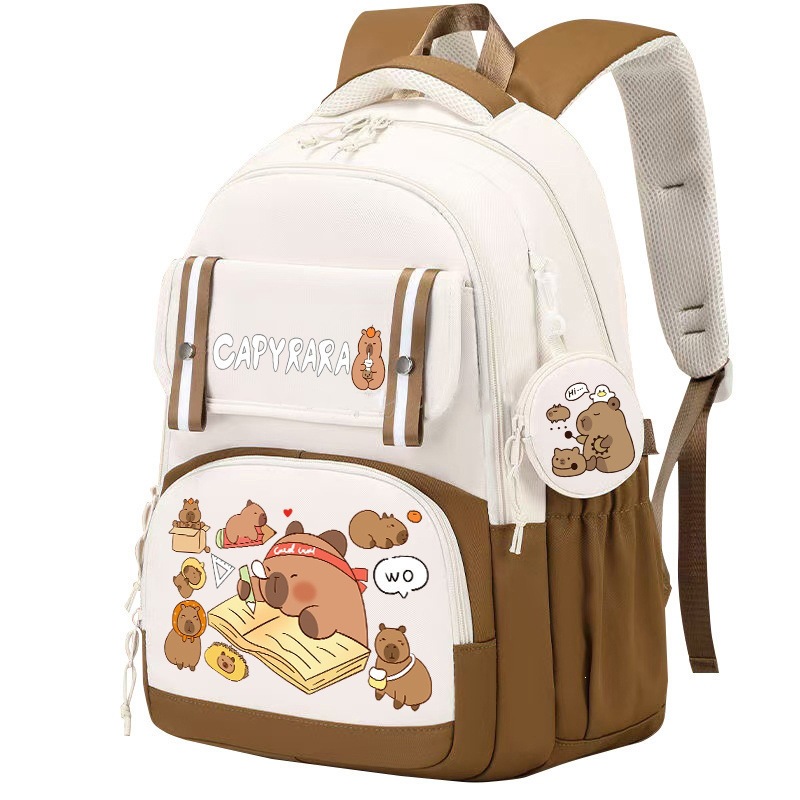 New Capybara backpack with humorous printed cartoon dolphin backpack for foreign trade, large capacity and lightweight for primary and secondary school students