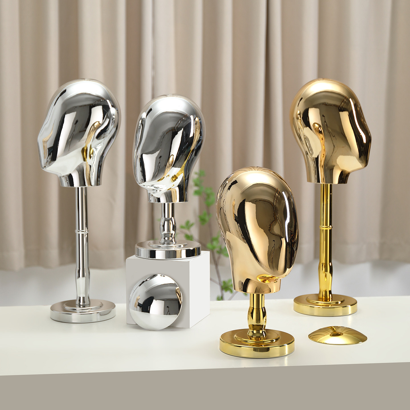 New electroplated head model clothing store hat display rack display props electroplated women's hat holder fake head model