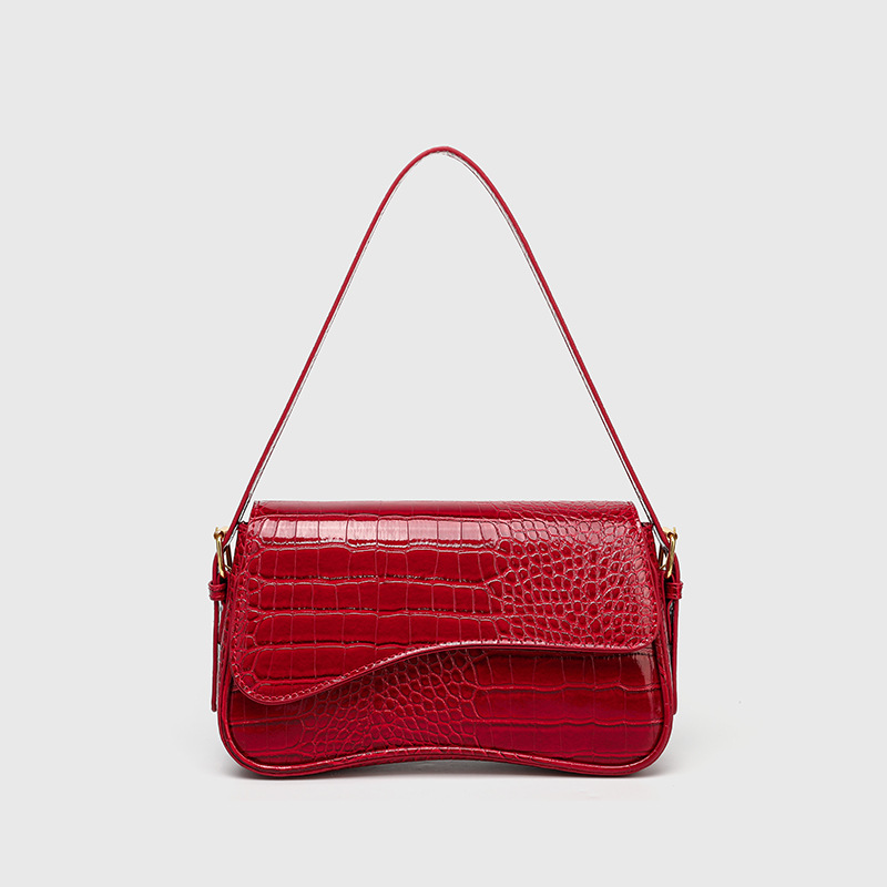 French Luxury Underarm Bag for Women 2024 New Winter Fashion Crocodile Pattern Commuter Shoulder Bag Versatile Crossbody Bag