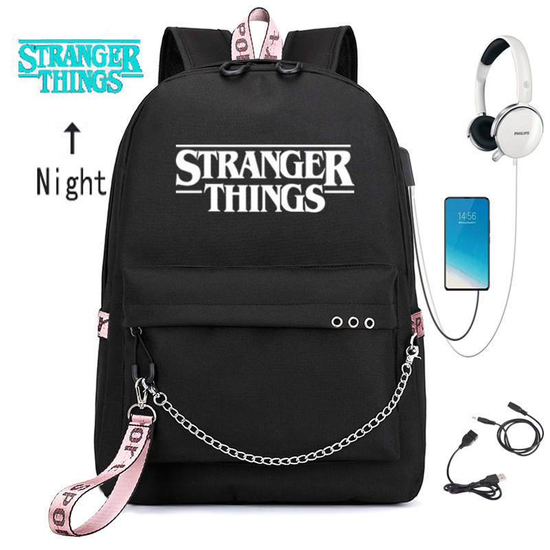 Stranger Things Backpack USB Charging Backpack Male and Female Student Backpack Foreign Trade