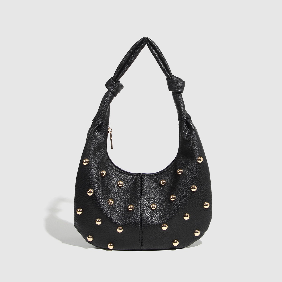 Simple and versatile tote bag, women's metallic feel, large capacity shoulder bag, personalized rivet underarm bag