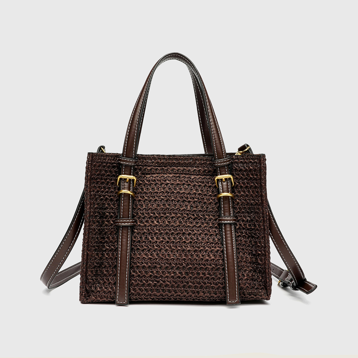 2026 New Seaside Vacation Beach Bag Summer Leisure Crossbody Bag Double Button Design Exquisite Retro Straw Woven Bag