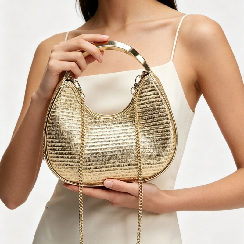 ZA's high-end hand-held banquet bag, metal handle dumpling bag, niche design, light luxury women's new crossbody bag