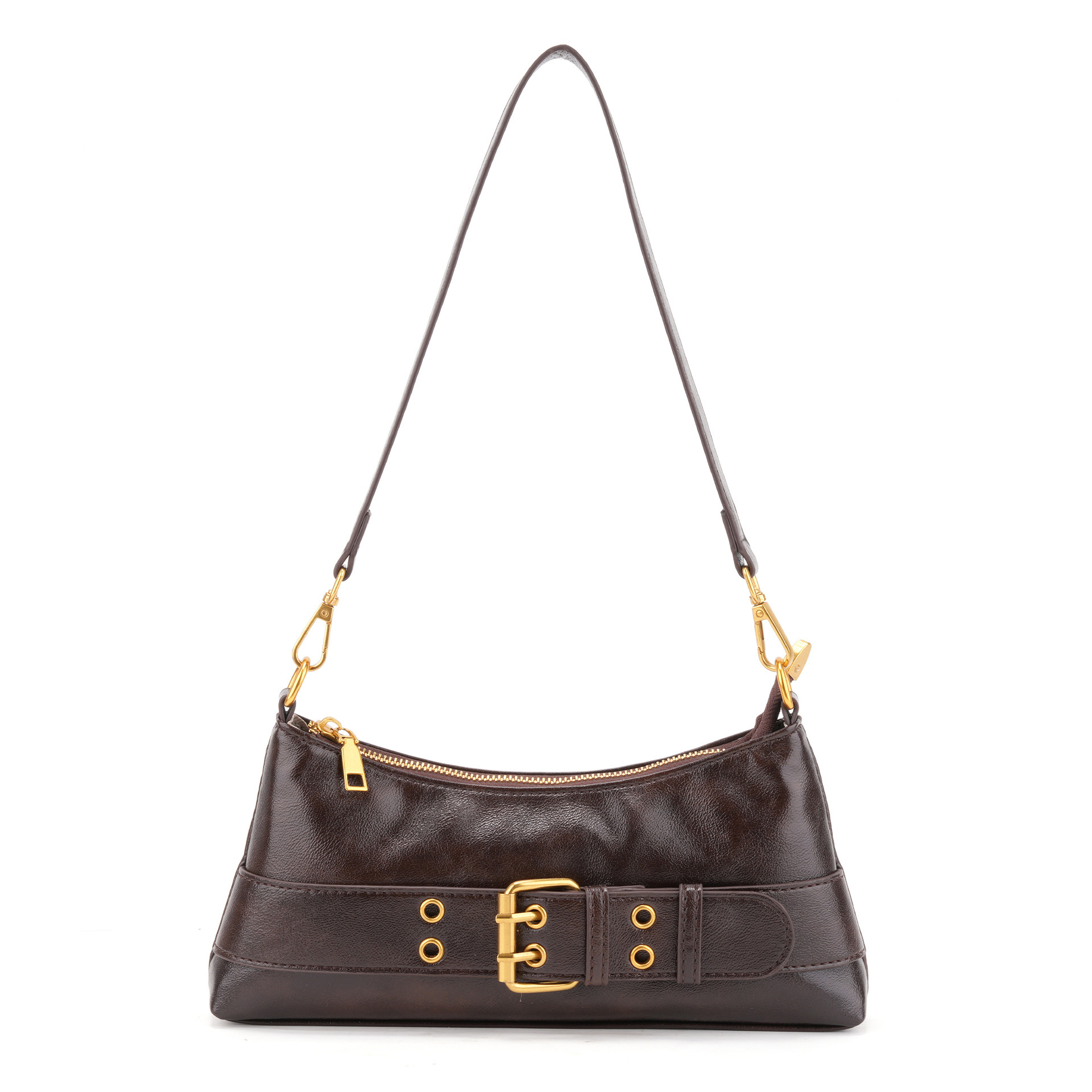 Retro niche personalized motorcycle bag, spicy girl armpit bag, women's 2026 spring new single shoulder baguette bag, crossbody bag