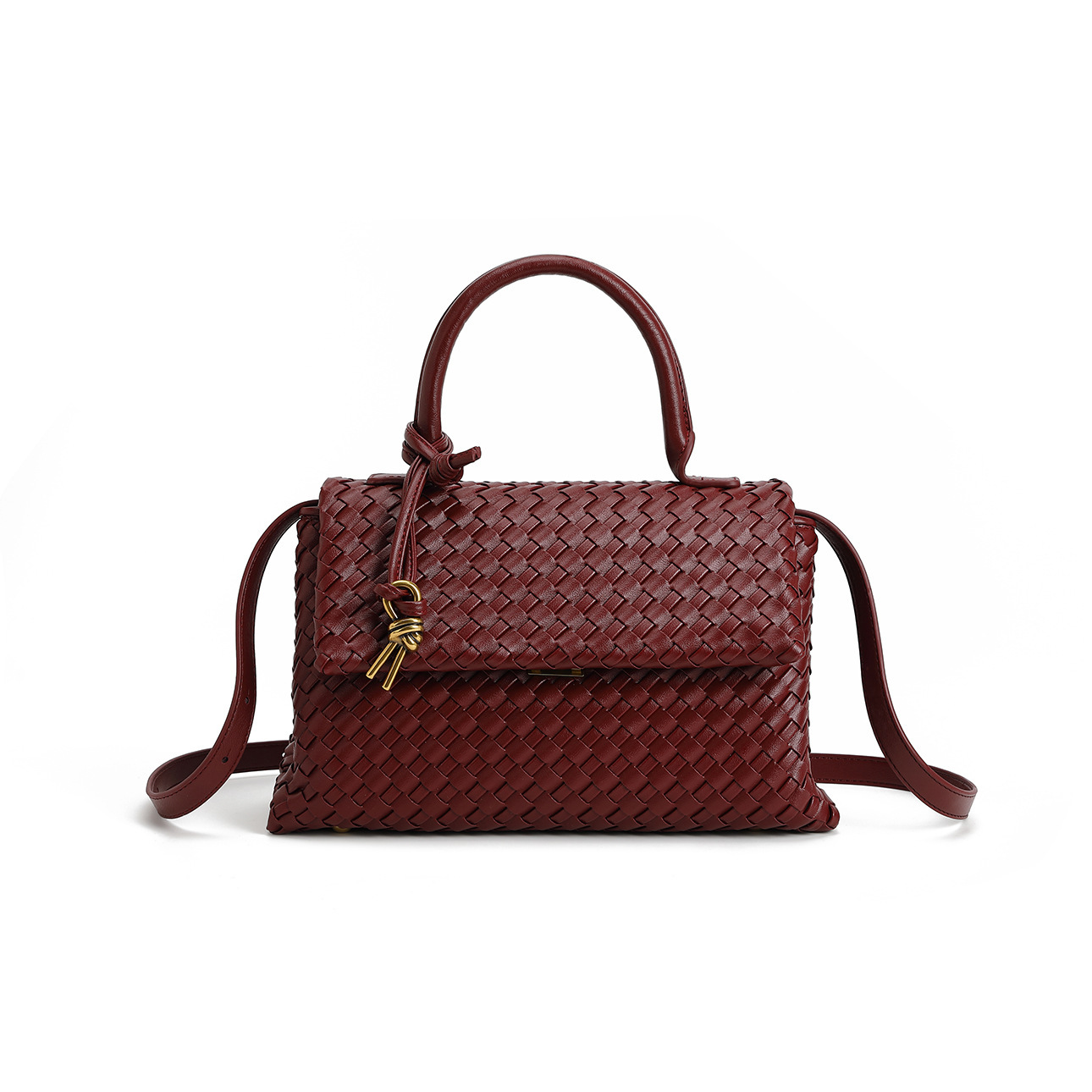 Cross border fashion trend hand woven handbag for daily commuting, simple small square bag, classic style, light luxury mailman bag