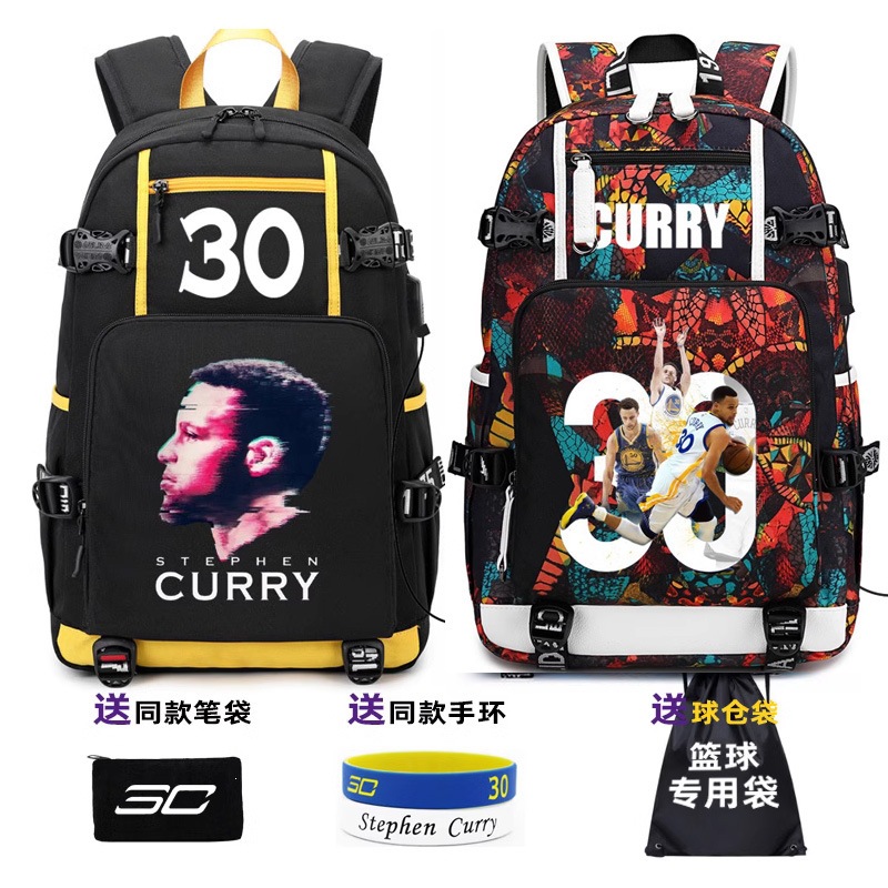 NBA Student Backpack Warriors Curry Peripheral Collaboration CURRY Backpack Computer Bag Junior High School Student Backpack