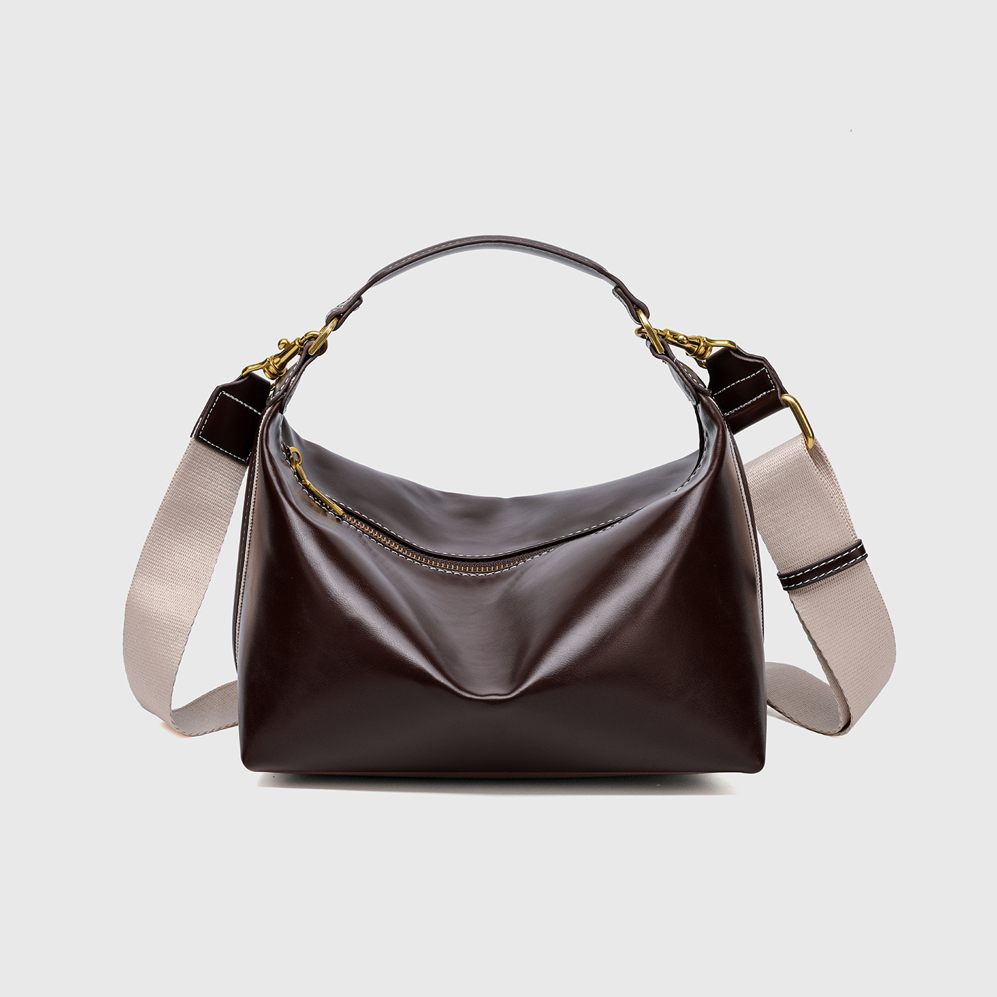 Cross border women's bag 2025 new model with side striped stripe decoration casual shoulder carrying crossbody bag