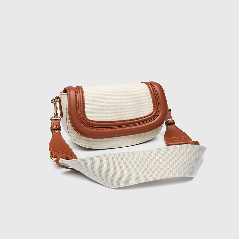 ZA Women's Bag Cross border Wholesale 2025 New Wide Shoulder Strap Diagonal Underarm Saddle Bag Trendy Canvas