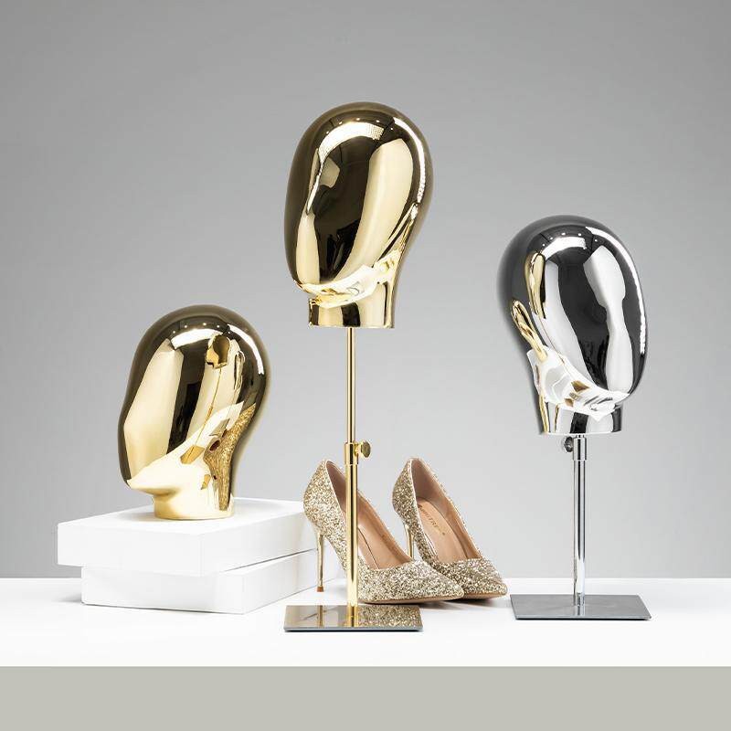 Clothing store half body model props, male and female hollow heads, gold wire head model, special head, thick linen skull matching