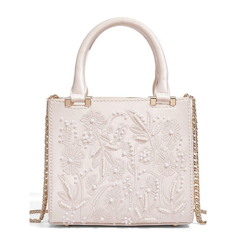 Z Home Cross border Women's Bag 2025 Pearl Embroidery Fashion Silk Texture Handbag Banquet Bag Chain Bag Shoulder Bag