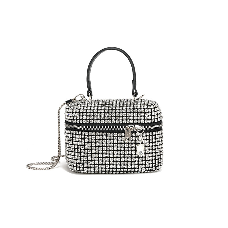 Water Diamond Women's Bag 2024 Spring New Style Chain Makeup Bag Crossbody Bag Niche Handbag Diamond Inlaid Chain Bag