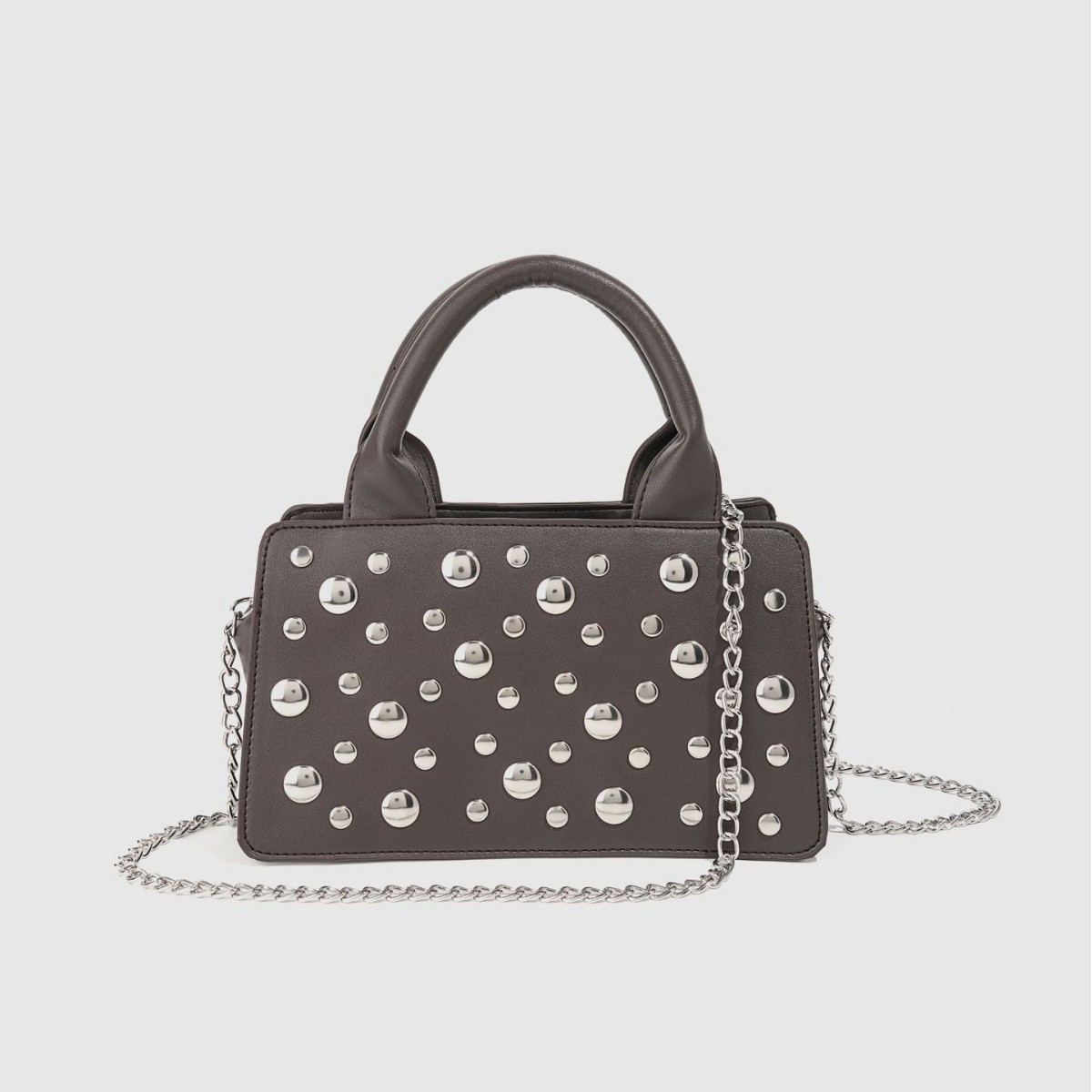 European and American style fashionable rivet inlaid handbag, spicy girl commuting punk style shoulder bag, women's high-end texture crossbody bag