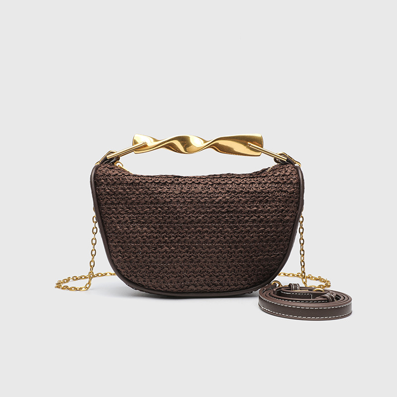 Cross border hand-held woven bag for women 2025 new retro semi-finished product new material weaving
