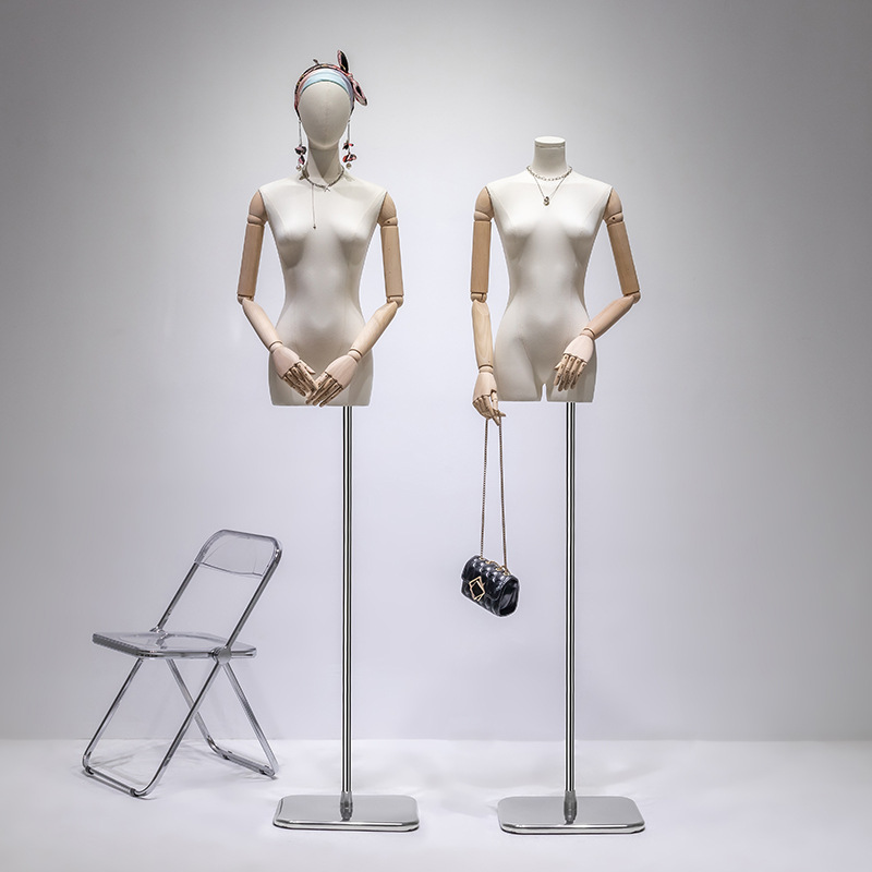 Clothing store showcase, model props, women's clothing, Korean version fake dolls, fiberglass half body mannequin, model display stand, full body