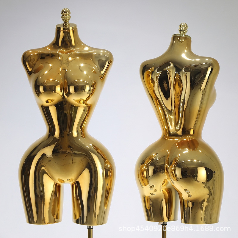 Electroplated gold plus size model women's clothing display rack for foreign trade export, big chest and big butt mannequin platform clothing store model