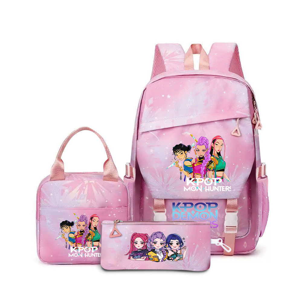 Hot selling three piece backpack set for the beginning of the school year, Ins style Korean version, college style, high school, primary and secondary school student backpack, lightweight backpack