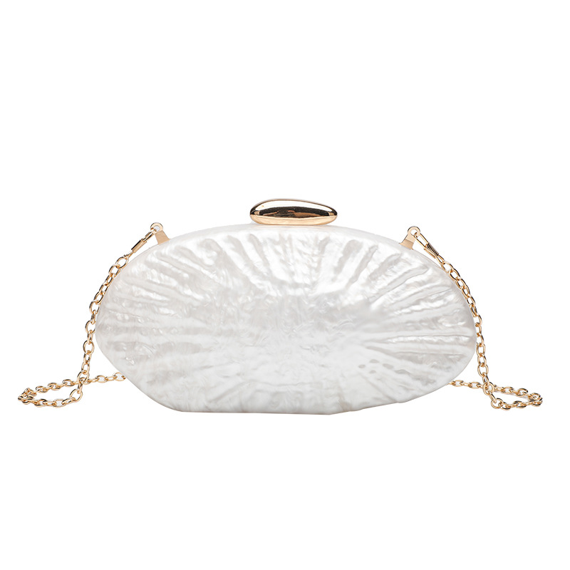 New Half Round Diagonal Span Bag for Dinner Party, European and American Acrylic Handbag, Foreign Trade Fashion Bag, Fan shaped Cross border Wedding Ladies