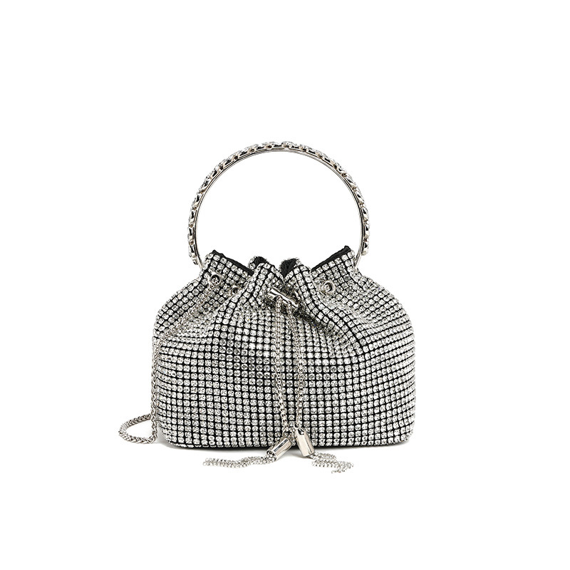 Trendy rhinestone bag women's bag 2026 European and American style chain inlaid diamond high-end fashion crossbody single shoulder bucket bag