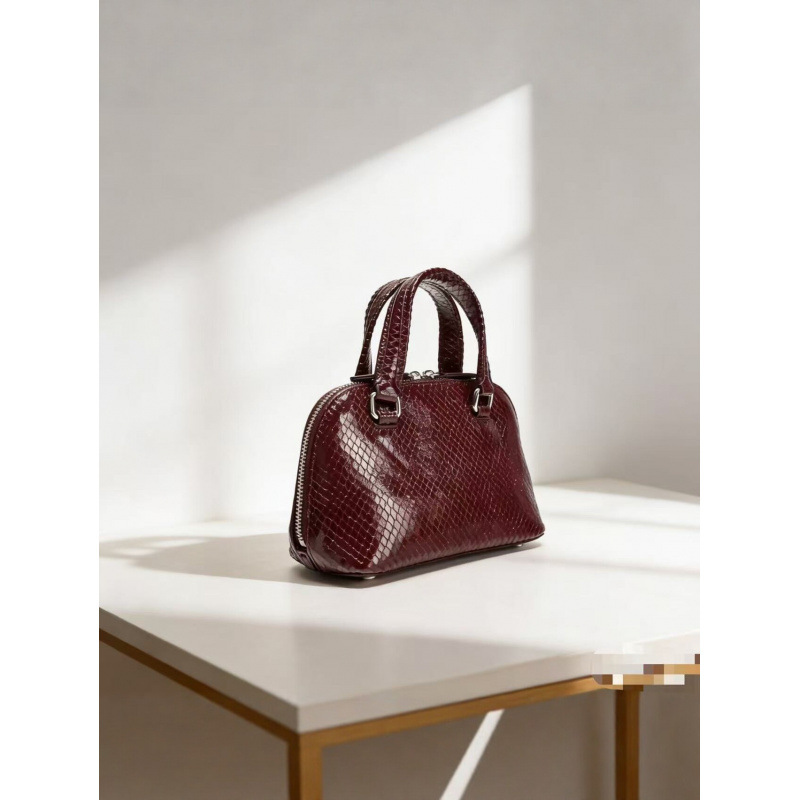 ZA's new cross-border wine red snake patterned shell bag with high-end feel, hand-held bill of lading shoulder crossbody women's bag, fashionable and versatile small bag