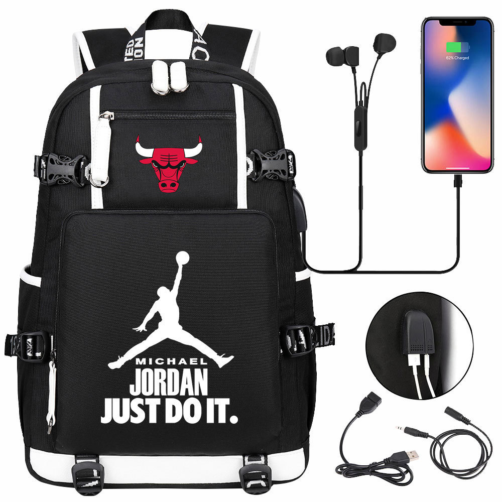 New sports basketball star printed USB youth student backpack for men and women, casual travel backpack