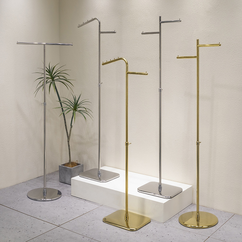 Clothing store display rack, stainless steel floor standing clothes hanger, hat rack, side hanging, Zhongdao women's clothing store display shelf