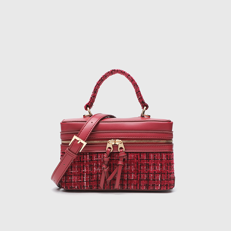 Cross border New Product Handheld Box Small Square Bag Woolen Material Chain Small Bag Fashion Bag Women's Bag