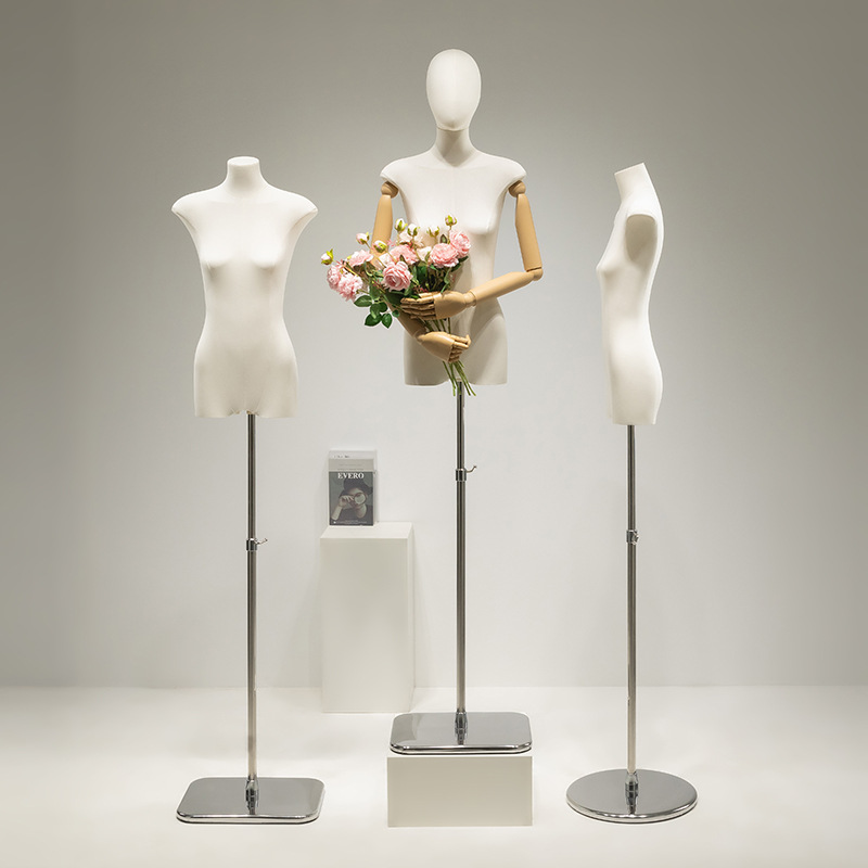 New clothing store dedicated flat body model display stand, women's mannequin showcase, half body flat chest mannequin platform