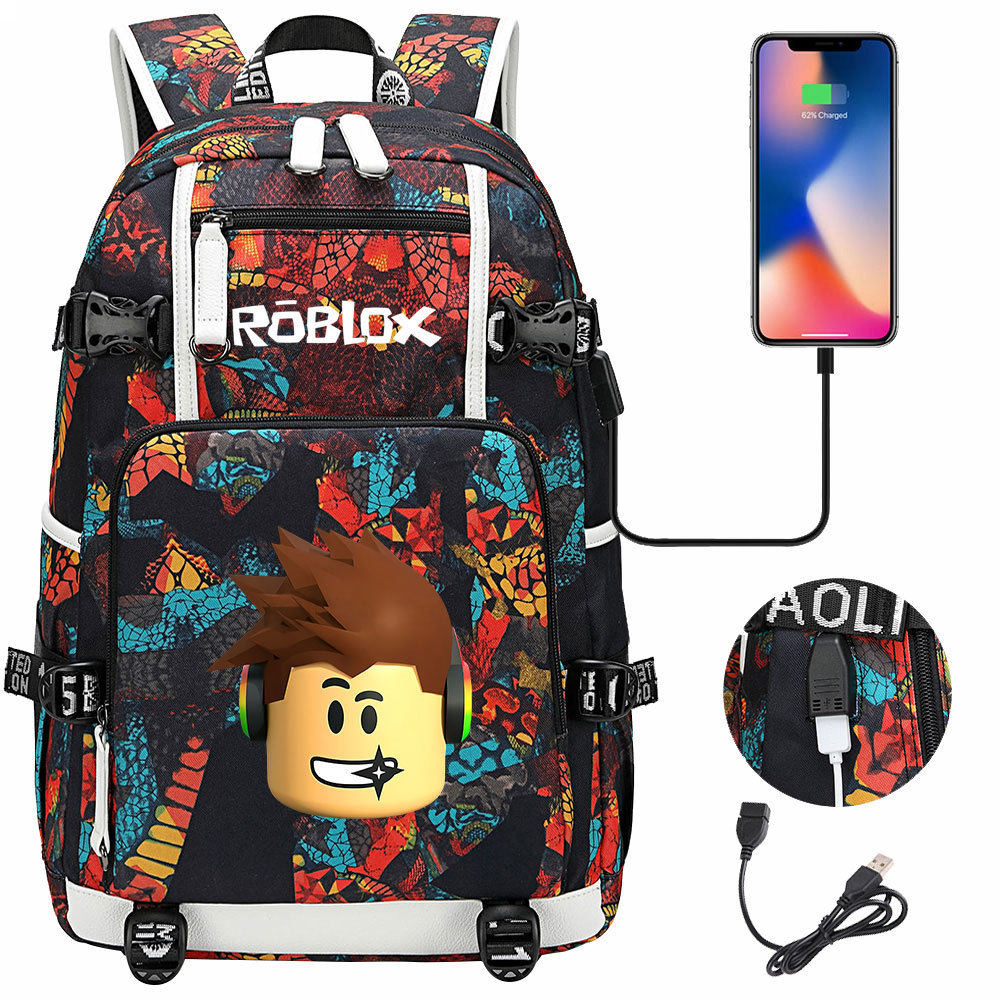 Hot selling new ROBLOX gaming USB earphones for teenagers, student backpacks, men's and women's leisure travel backpacks