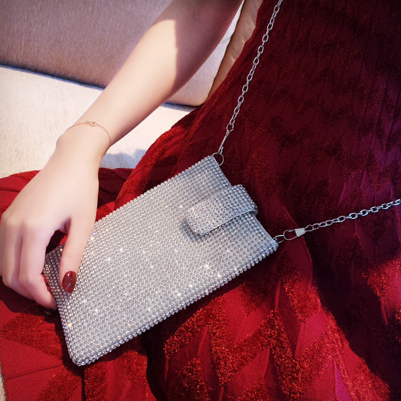 2026 new diamond studded bag, niche phone bag, fashionable and simple shoulder bag, trendy chain crossbody bag, evening bag