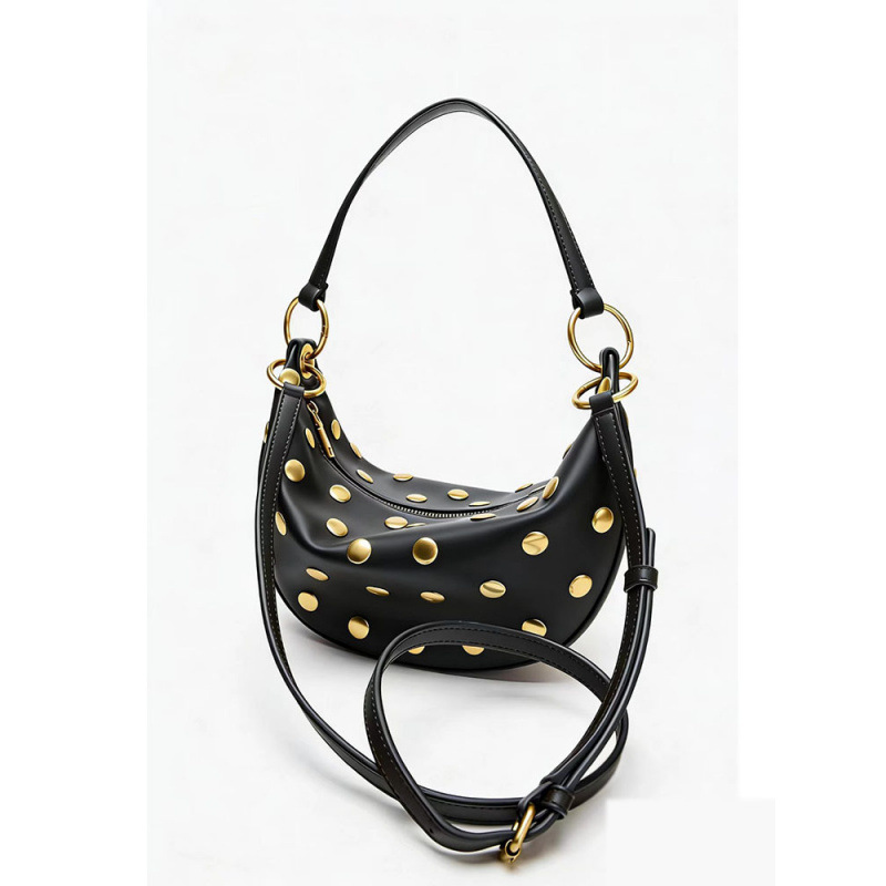 ZA cross-border retro rivet bag, niche design bag, new matte imitation deer velvet leather small single shoulder armpit bag