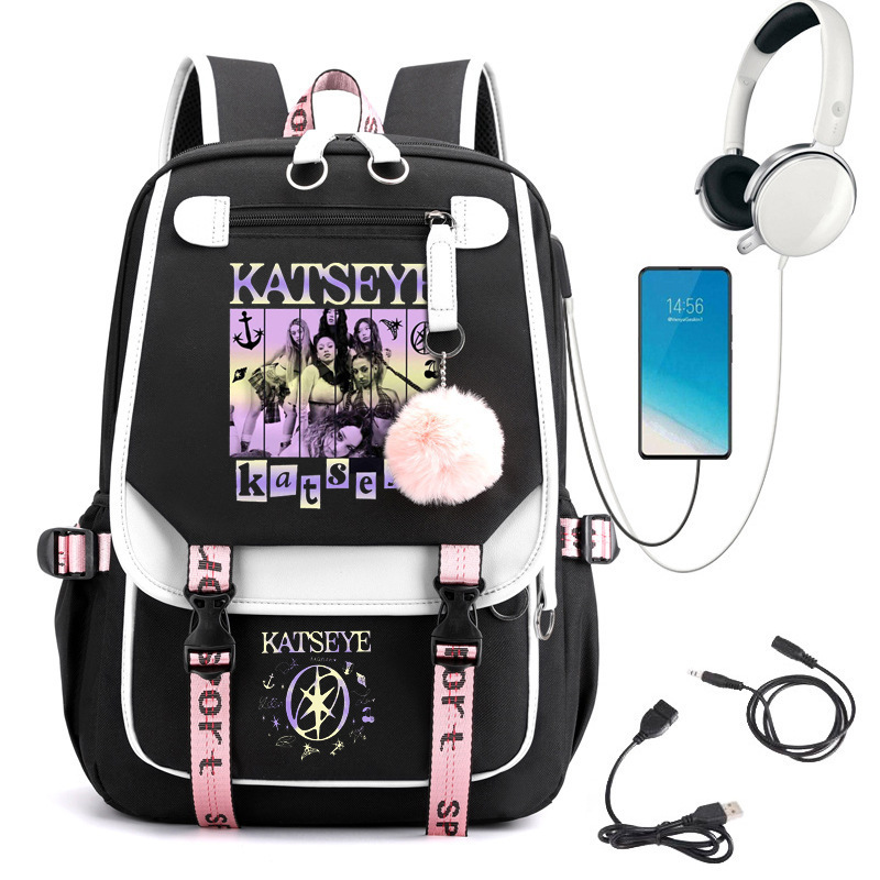 Katseye Music Korean girl group printed school backpack for primary and secondary school students, hot selling on Amazon 1219