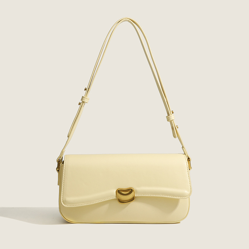 2014 new high-end exquisite single shoulder crossbody bag with niche design, French underarm bag, women's bag, milk yellow fashion