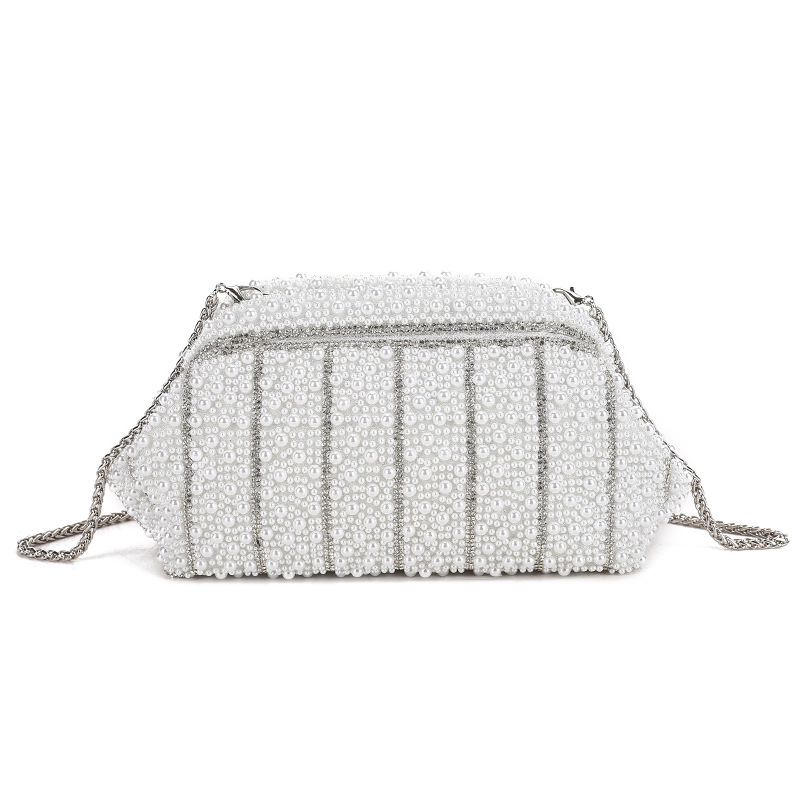 2026 New Fresh and Sweet Beaded Banquet Bag with Charm Beaded Pearl Banquet Bag Single Shoulder Diagonal Cross Handbag