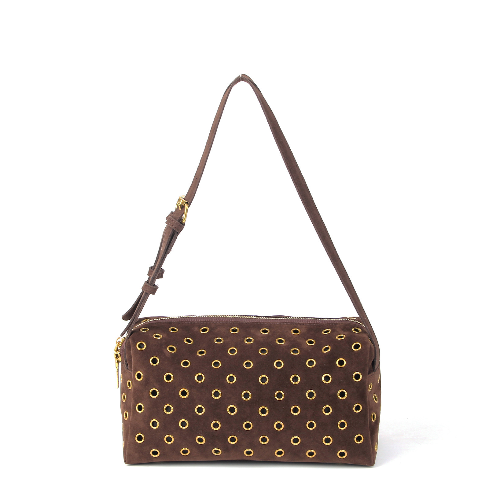 Source Factory 2026 Cross border New Rivet Shoulder Bag Chicken Eye Square Bag Hollow Punk Commuter Retro Underarm Bag