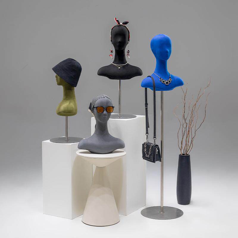 Hat, Wig, Head, Model Props, Colorful Women's Accessories, Clothing Store, Scarf Rack, Headscarf, Necklace, Window Display Stand