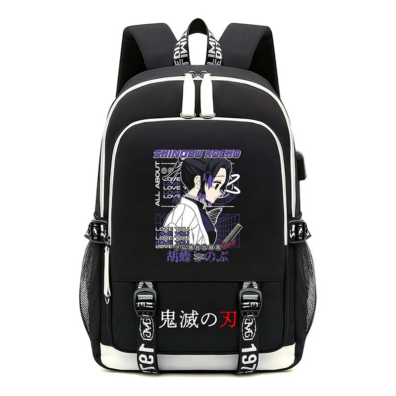 Anime backpack Demon Slayer cross-border trend USB large capacity student spine protection backpack
