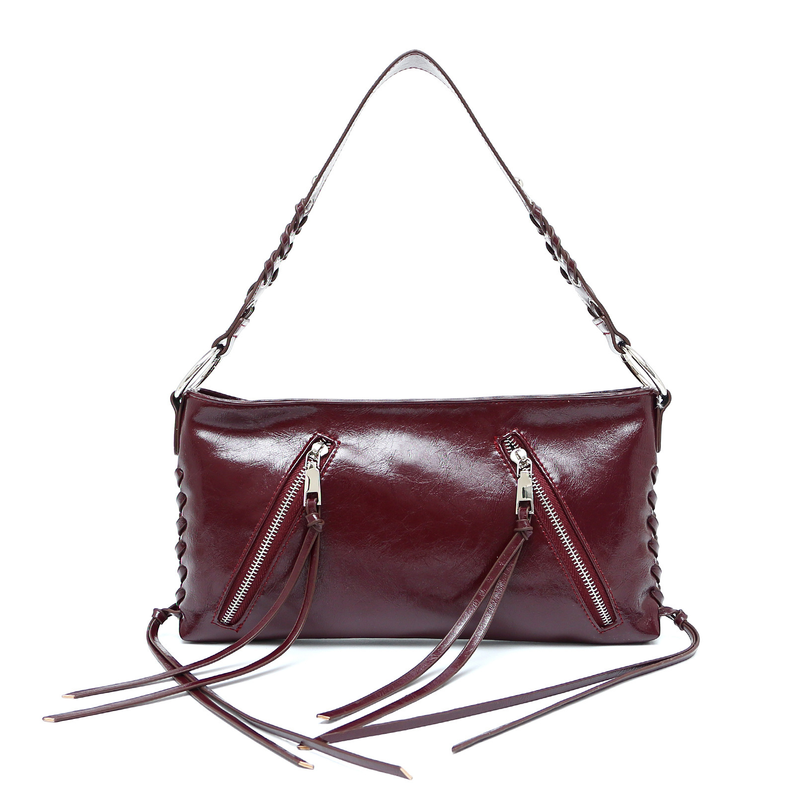 New crossbody bag, niche trendy cool women's bag, high-end sense, tassel rivet hand-held small square bag, fashionable commuting shoulder bag