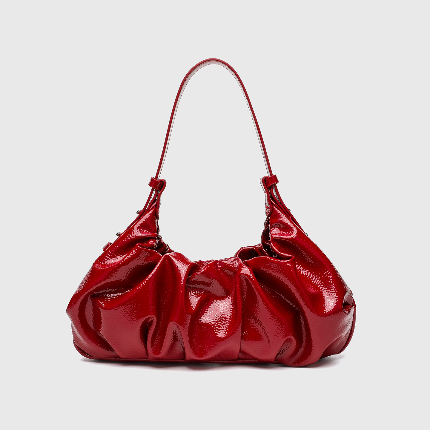 Z Home Autumn New Women's Bag European and American Fashion Simple Commuter Red Shattered Effect Wrinkled Single Shoulder Underarm Bag for Women