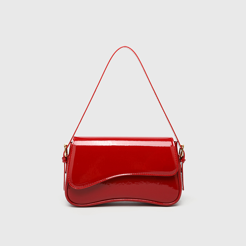 Cross border trendy bag, new Sen style soft girl candy color versatile single shoulder patent leather shiny small square bag