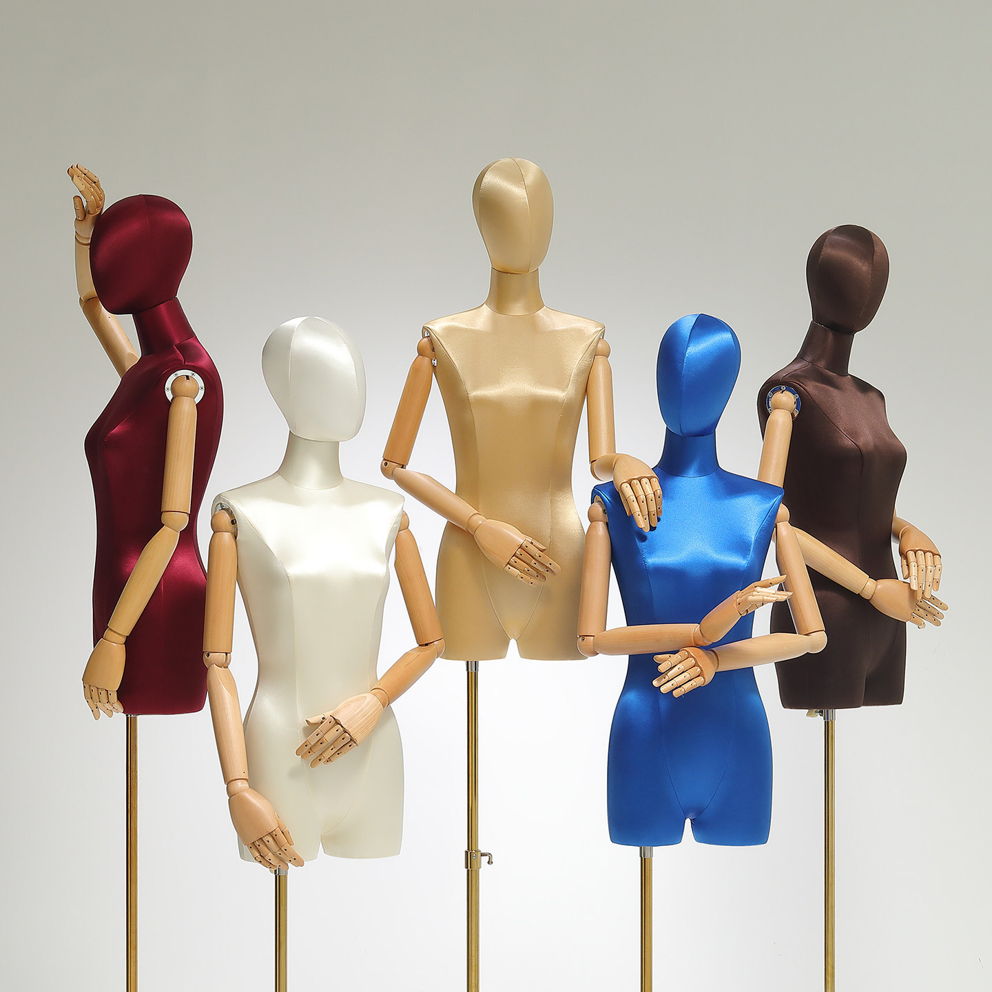 High end silk and satin model props for clothing stores, women's colorful half body showcase, mannequin stage, model wedding dress display stand, full body