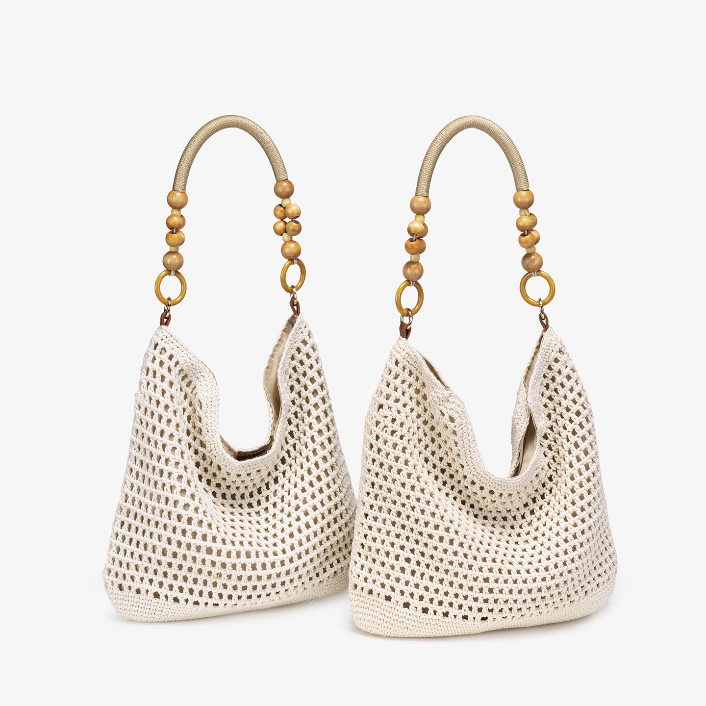 2026 new handmade crocheted cotton thread woven bag for women's fashion, large capacity beach vacation, versatile single shoulder tote bag