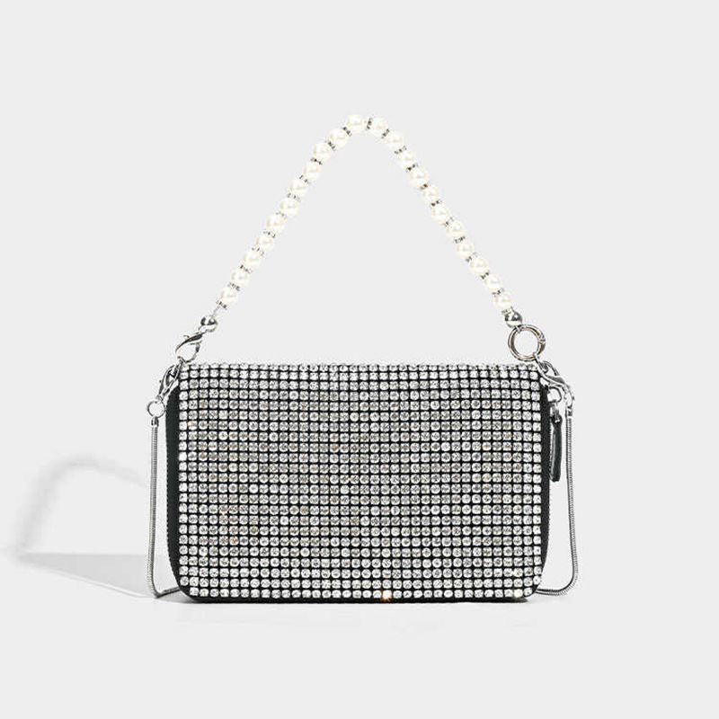 Diamond chain bag for women, 2026 fashionable shoulder crossbody bag, trendy and versatile, diamond inlaid envelope bag, stylish phone bag