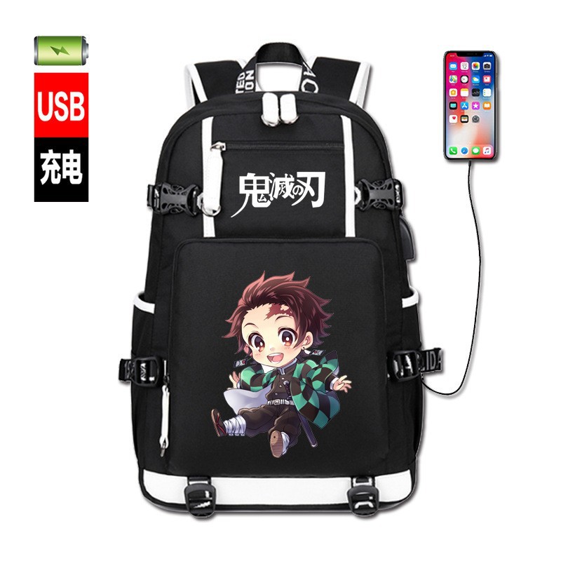Ghost Slayer Blade Backpack Male Charcoal Jiro You Bean Junior High School High School Student Anime Peripheral Backpack Night Light
