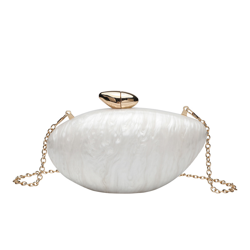 Cross border 2025 New Banquet Bag Women's Fashion Trend Acrylic Handbag Elliptical Bag Chain Strap Shoulder Bag