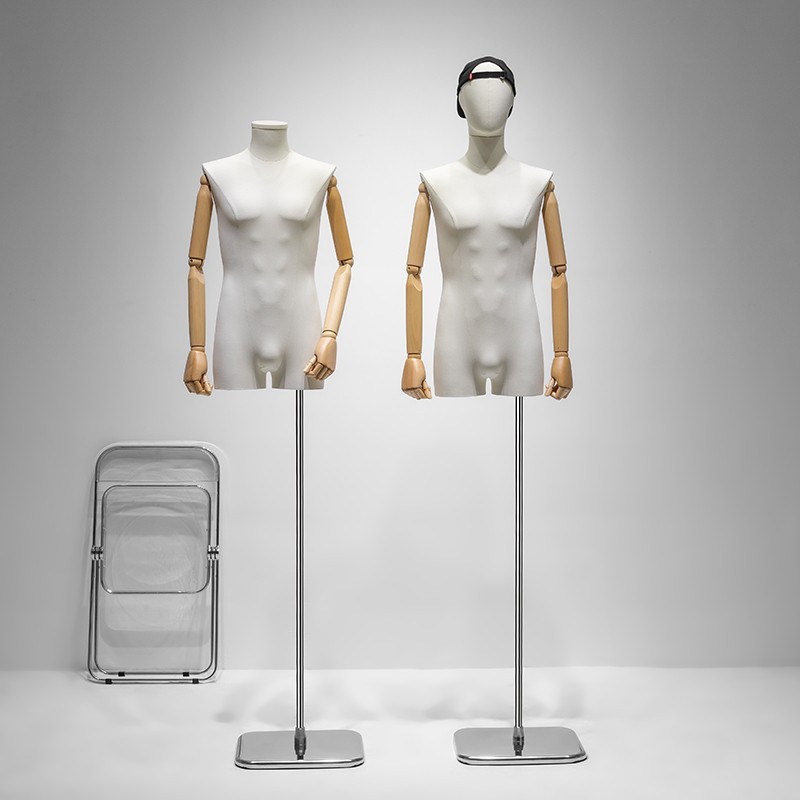Korean version slim fit men's clothing model props, half body mannequin, clothing store showcase, fashionable casual model display stand, full body