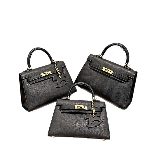 Cross border popular trend leather Kelly bag handbag, women's fashion lock shoulder crossbody bag, versatile fashion bag