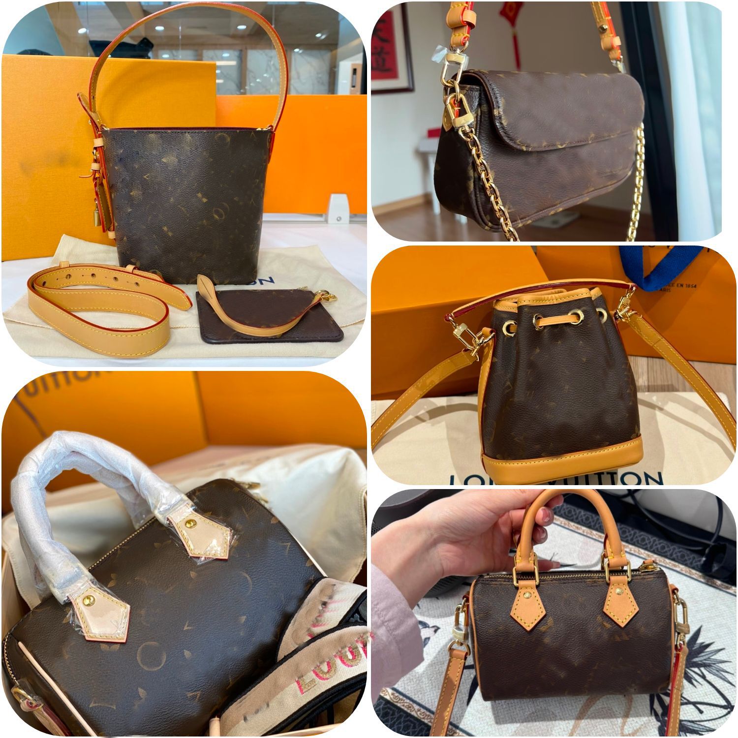 Old Flower Series One Shoulder Speedy Pillow Bag Butterfly Bag Money Bucket Bucket Bag Postman Bag Makeup Bag